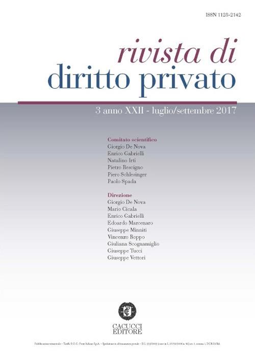 Rivista di diritto privato (2017). Vol. 3 - copertina