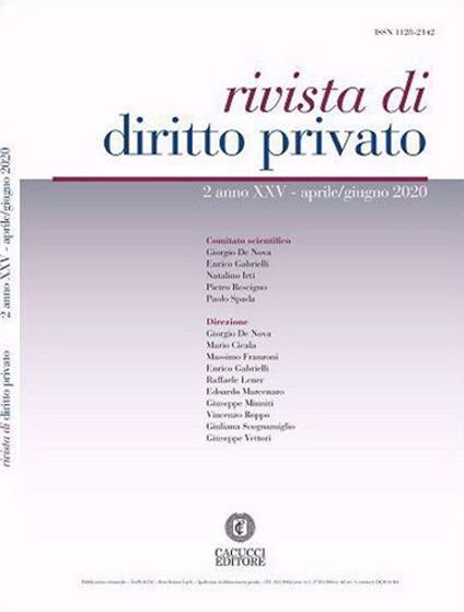 Rivista di diritto privato (2020). Vol. 2: Aprile-giugno. - copertina