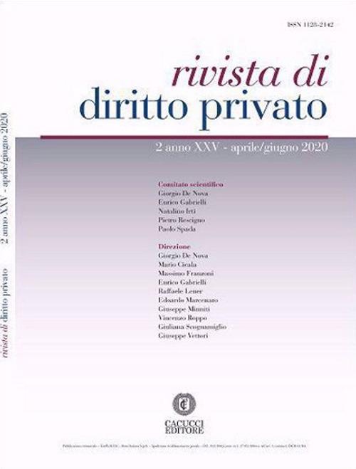 Rivista di diritto privato (2020). Vol. 2: Aprile-giugno. - copertina