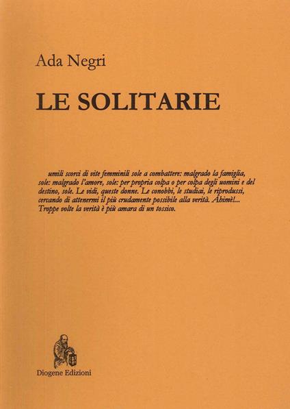 Le solitarie - Ada Negri - copertina