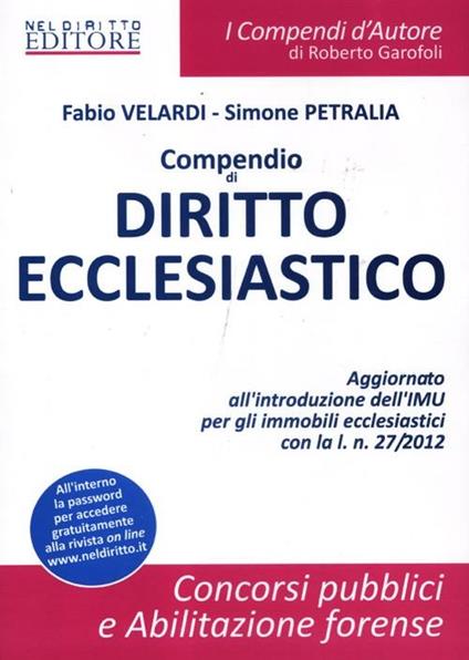 Compendio di diritto ecclesiastico - Fabio Velardi,Simone Petralia - copertina