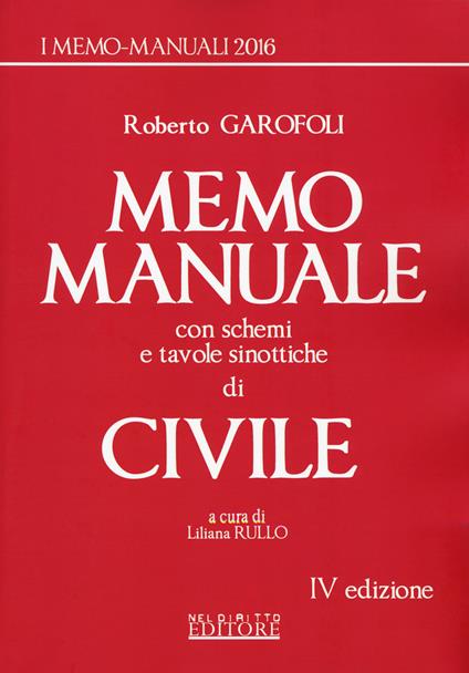 Memo manuale civile con schemi e tavole sinottiche - Roberto Garofoli - copertina