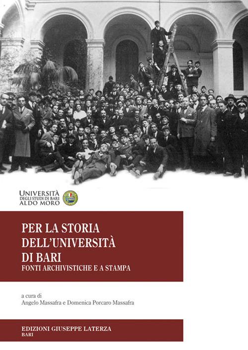 Per la storia dell'Università di Bari. Fonti archivistiche e a stampa - copertina