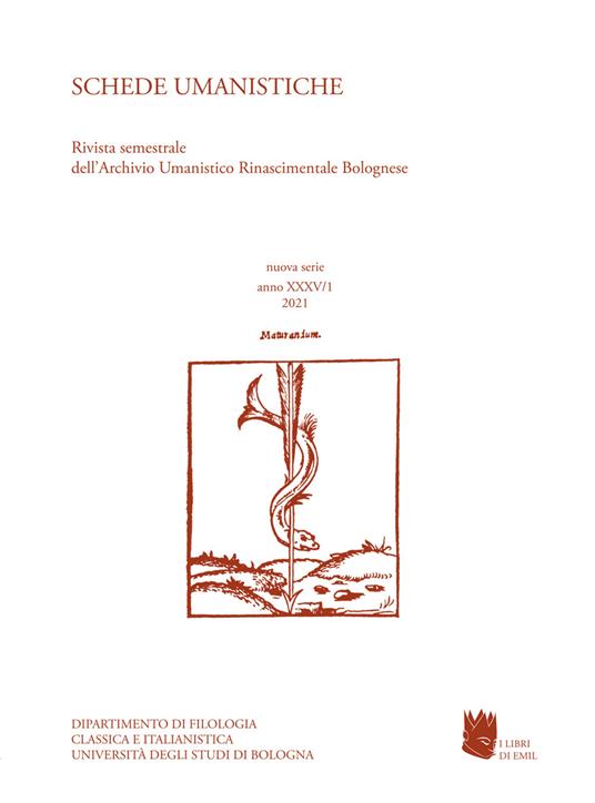 Schede umanistiche. Rivista annuale dell'Archivio Umanistico Rinascimentale Bolognese. Vol. 35/1: In memoria di Andrea Battistini - copertina