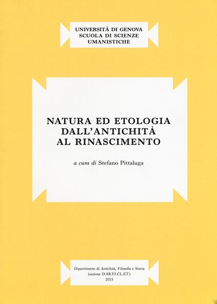 Natura ed etologia dall'antichità al Rinascimento - copertina