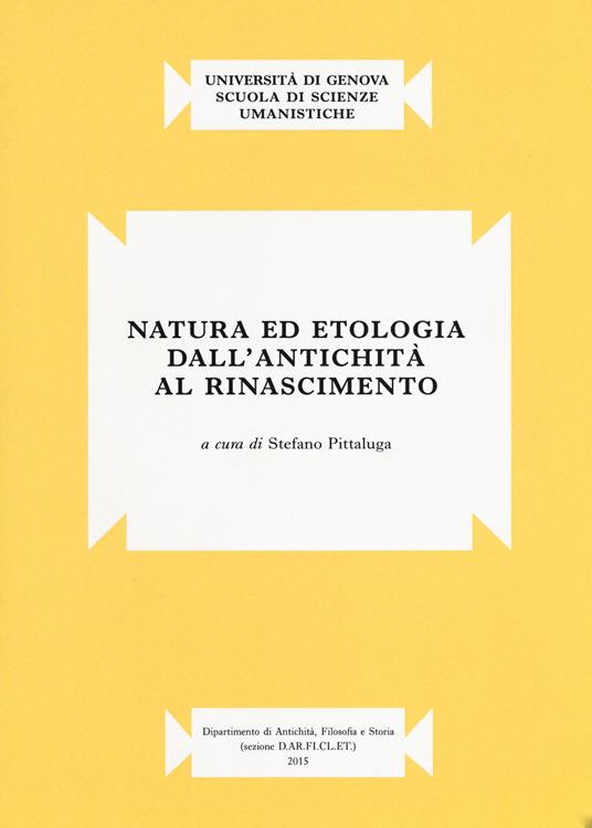 Natura ed etologia dall'antichità al Rinascimento - copertina