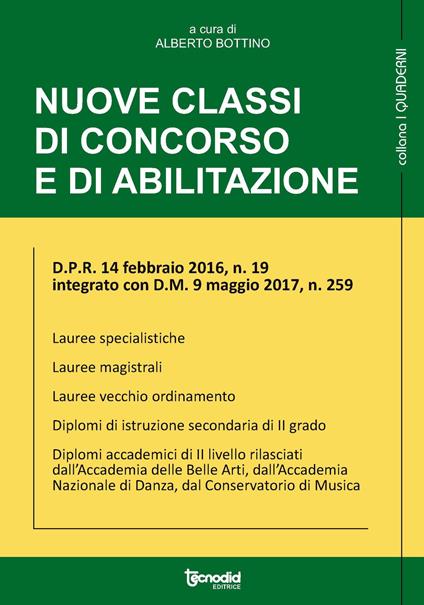 Nuove classi di concorso e di ablitazione - copertina