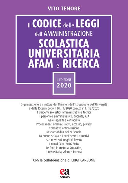 Il codice delle leggi dell'amministrazione scolastica universitaria, AFAM e ricerca - copertina