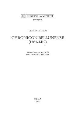 Chronicon bellunense (1383-1412) - Clemente Miari - copertina