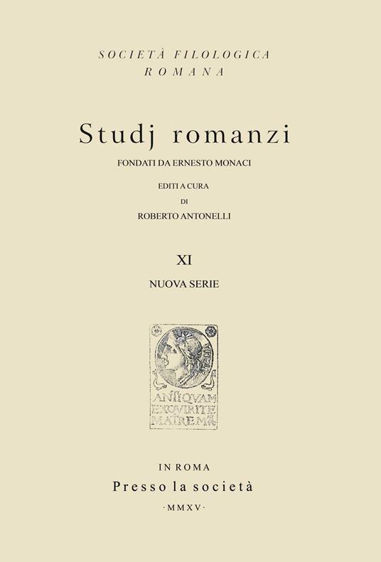 Studj romanzi. Nuova serie. Vol. 11 - copertina