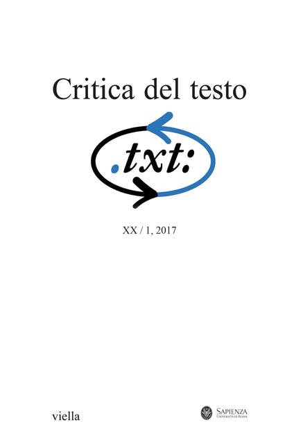 Critica del testo (2017). Vol. 20\1 - copertina
