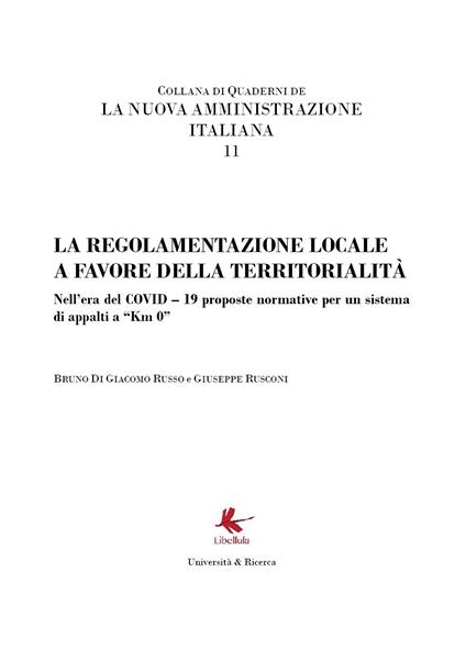 La nuova amministrazione italiana. Vol. 11: La regolamentazione locale a favore della territorialità - copertina