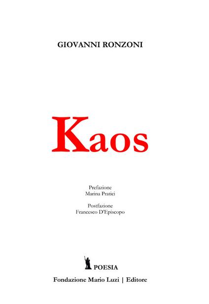 Kaos - Giovanni Ronzoni - copertina