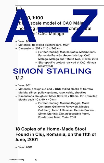 Simon Starling: A-Z. Ediz. illustrata - Simon Starling - copertina