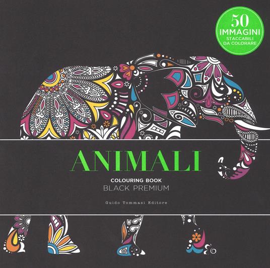 Animali. Black premium. Colouring book antistress - copertina