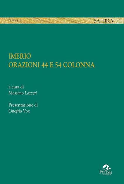 Imerio. Orazioni 44 e 54 Colonna - copertina