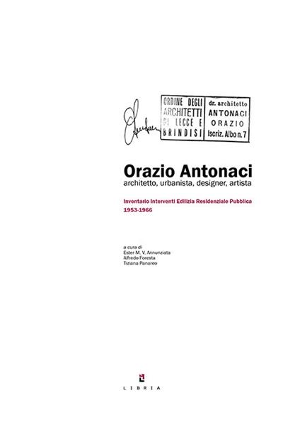 Orazio Antonacci architetto, urbanista, designer, artista. Inventario interventi edilizia residenziale pubblica 1953-1966 - copertina