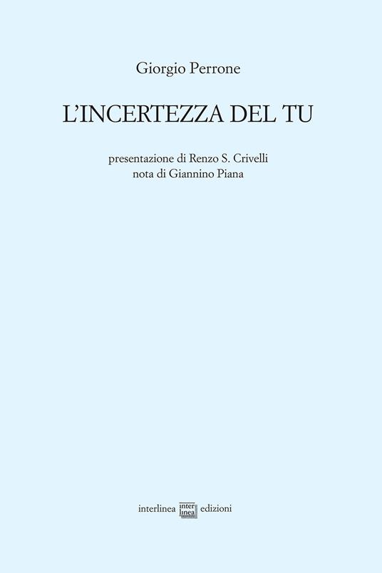 L'incertezza del tu - Giorgio Perrone - copertina
