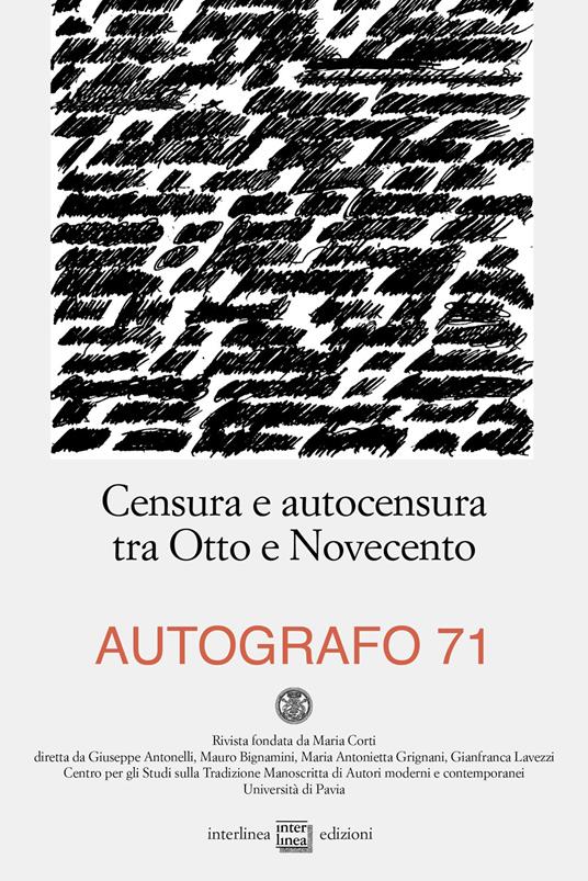 Autografo (2024). Vol. 71: Censura e autocensura tra Otto e Novecento - copertina