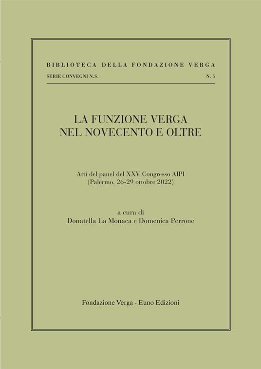 La funzione Verga nel Novecento e oltre - copertina