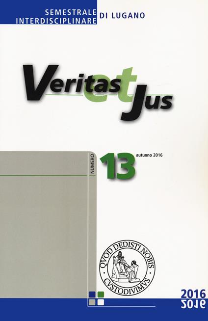 Veritas et Jus (2016). Vol. 13 - copertina