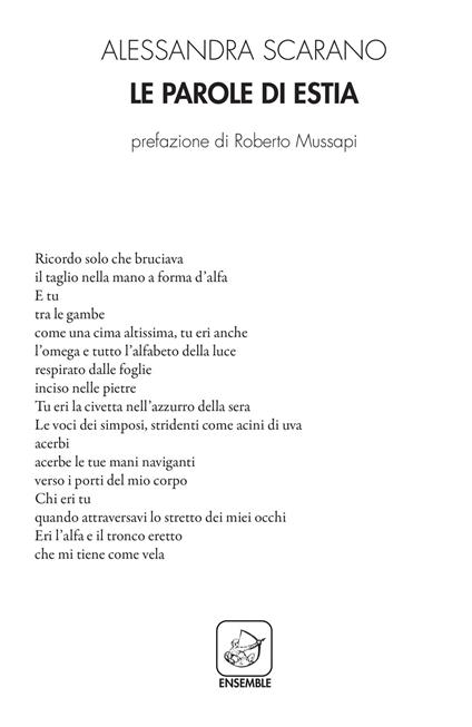 Le parole di Estia - Alessandra Scarano - copertina