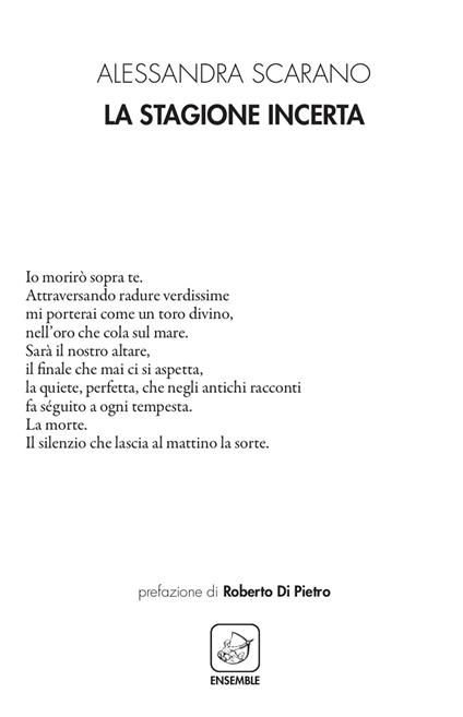 La stagione incerta - Alessandra Scarano - copertina