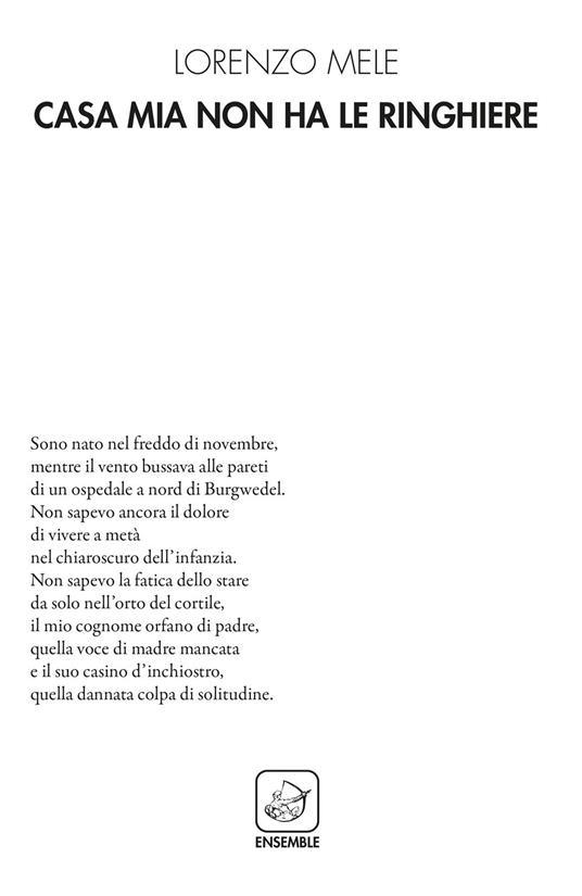 Casa mia non ha le ringhiere - Lorenzo Mele - copertina