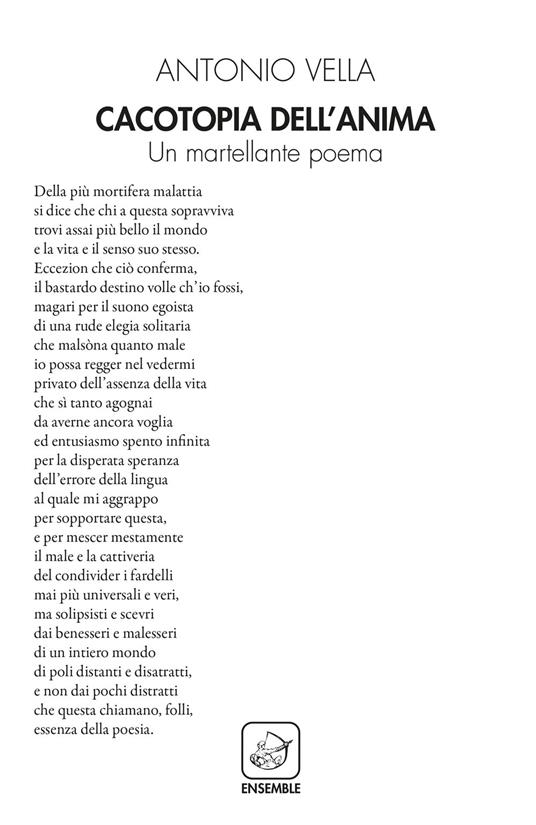 Cacotopia dell'anima. Un martellante poema - Antonio Vella - copertina