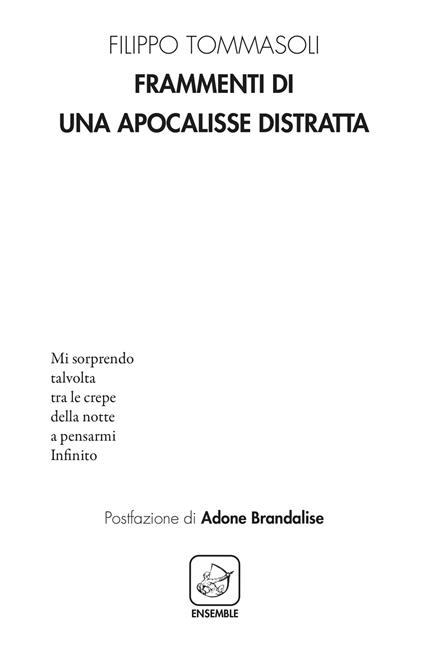 Frammenti di una apocalisse distratta - Filippo Tommasoli - copertina