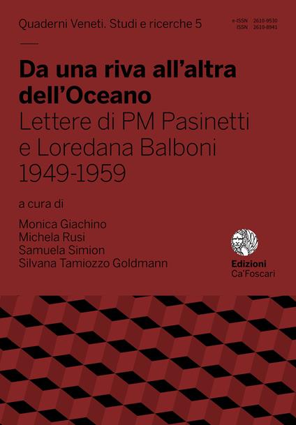 Da una riva all’altra dell’Oceano. Lettere di PM Pasinetti e Loredana Balboni 1949-1959 - copertina
