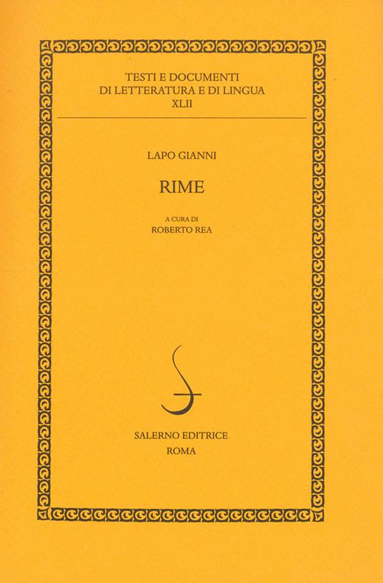 Rime. Ediz. critica - Lapo Gianni - copertina