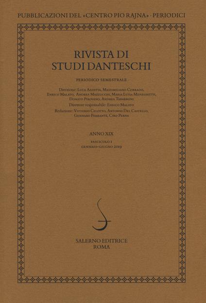 Rivista di studi danteschi (2019). Vol. 1 - copertina