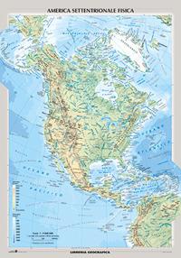 Nord America fisica e politica. Carta murale - copertina