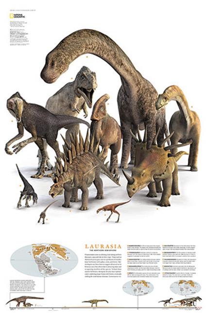 Dinosauri nel continente Laurasia. Carta murale. Ediz. inglese - copertina