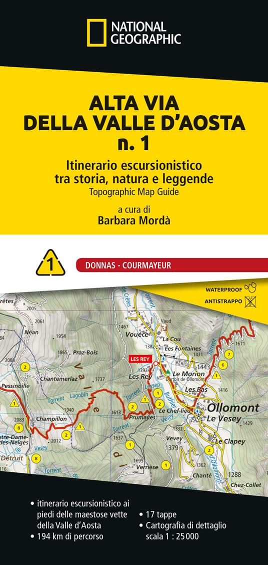 Alta via della Valle d'Aosta n. 1. Itinerario escursionistico tra storia, natura e leggende. Donnas - Courmayeur - copertina