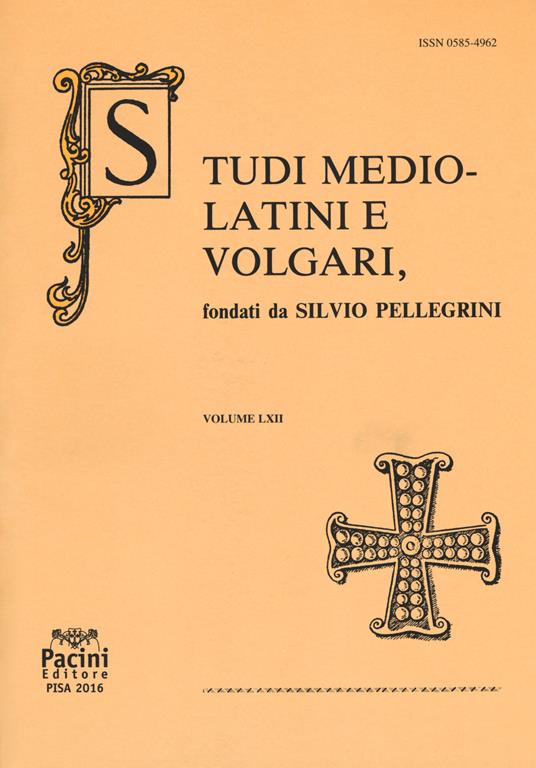 Studi mediolatini e volgari (2016). Vol. 62 - copertina