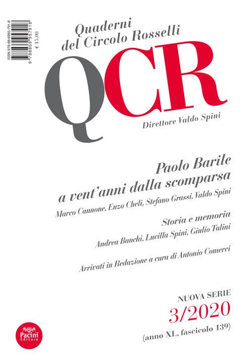 QCR. Quaderni del Circolo Fratelli Rosselli (2020). Vol. 3: Paolo Barile a vent'anni dalla scomparsa. - copertina