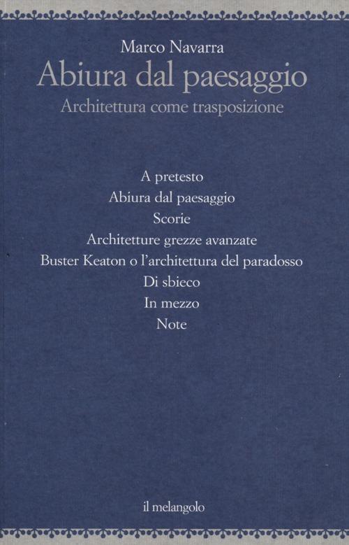 Abiura dal paesaggio. Architettura come trasposizione - Marco Navarra - copertina