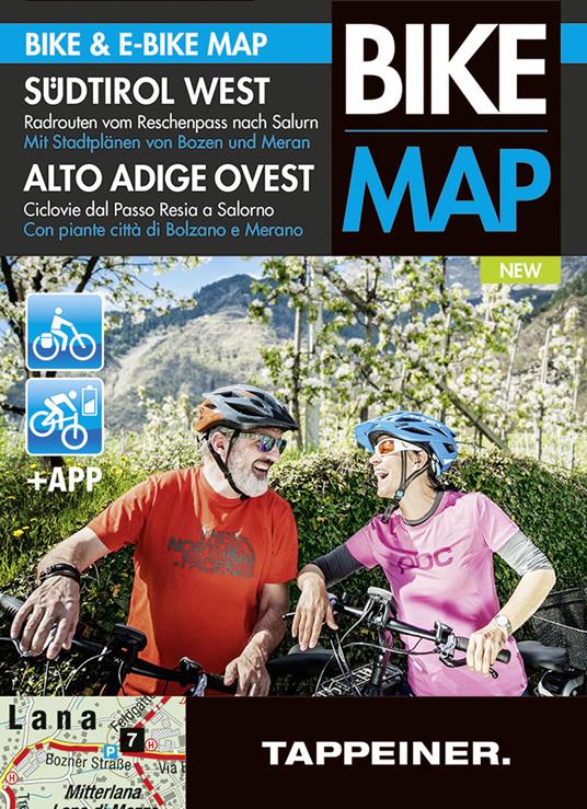 Alto Adige Ovest. Ciclovie dal Passo Resia a Salorno. Con piante città di Bolzano e Merano. Bike & e-bike map. Con app - copertina