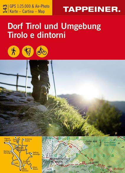 Wanderkarte Dorf Tirol und Umgebung-Cartina escursionistica Tirolo e dintorni - copertina