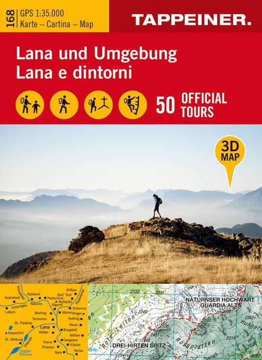 3D Wanderkarte Lana und Umgebung-Cartina escursionistica 3D Lana e dintorni - copertina