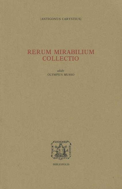 Rerum mirabilium collectio - Antigono di Caristo - copertina