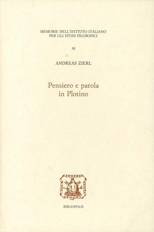 Pensiero e parola in Plotino - Andreas Zierl - copertina