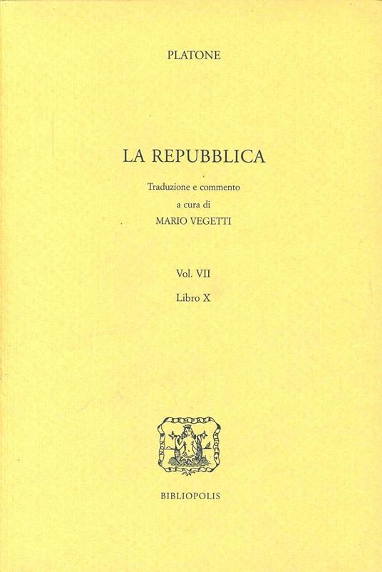 La Repubblica. Vol. 7: Libro 10º - Platone - copertina