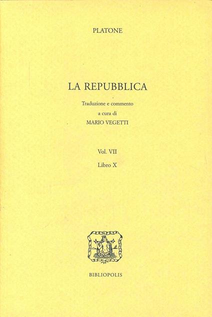La Repubblica. Vol. 7: Libro 10º - Platone - copertina