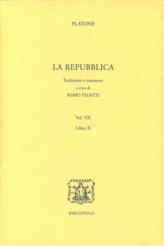 La Repubblica. Vol. 7: Libro 10º - Platone - copertina