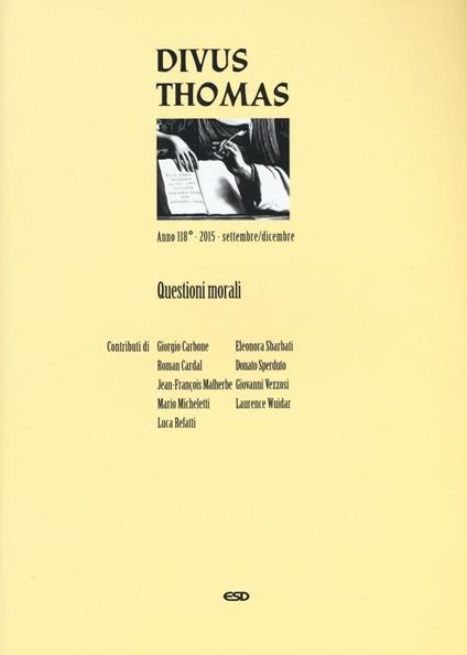 Divus Thomas (2015). Vol. 3: Questioni morali - copertina