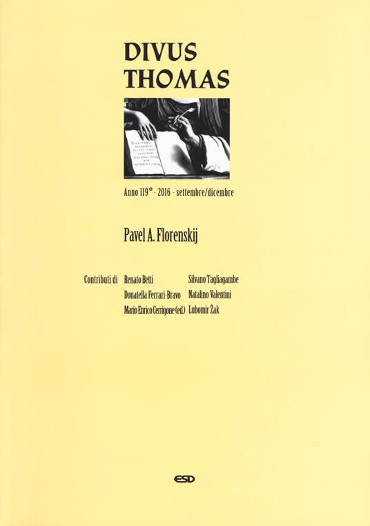 Divus Thomas (2016). Vol. 3: Pavel A. Florenskij - copertina