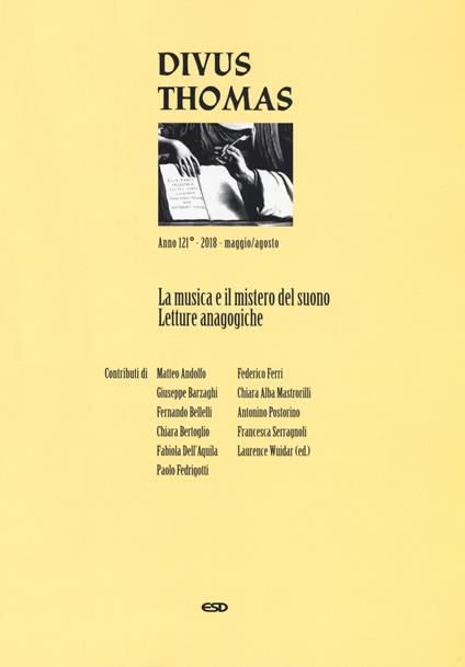 Divus Thomas (2018). Vol. 2: musica e il mistero del suono. Letture analogiche (maggio-agosto), La. - copertina